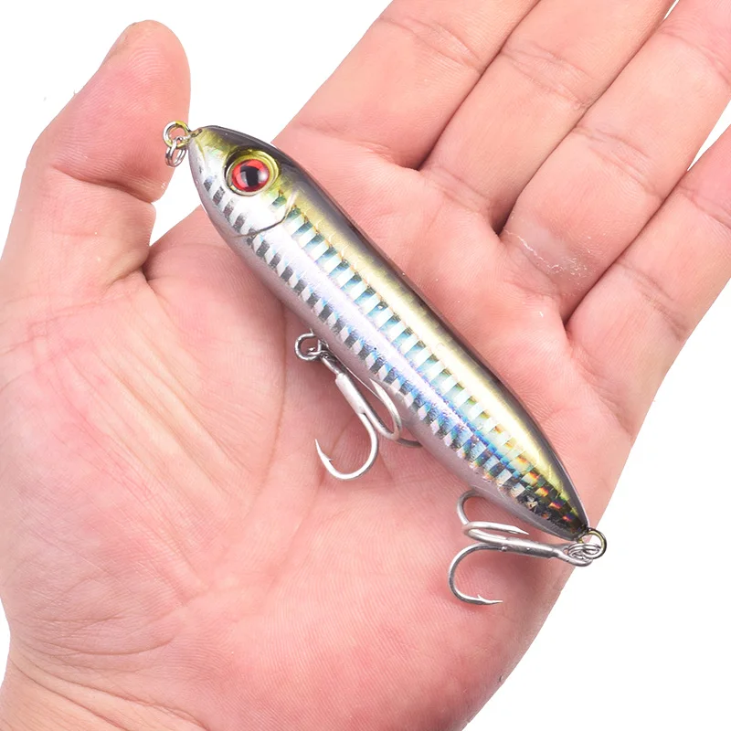 1 Pcs Topwater Pencil Fishing Lure 9cm 12g With Hooks​ Trolling Wobblers Plastic Artificial Bait for Bass Catfish Fishing Tackle