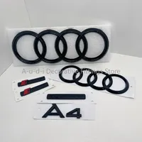 Audi A4 front and rear four-ring badge bright black quattro ABS badge sticker Sline is suitable for Audi A4 2008-2017 auto parts