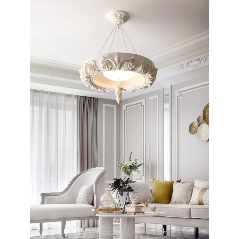 French luxury retro gypsum living room chandelier European Baroque carved villa court shop bedroom dining room lamp