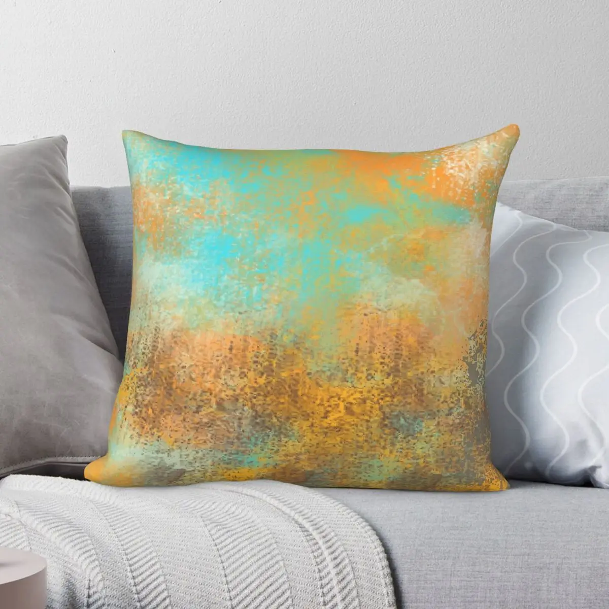 Gold Copper Natural Aqua Square Pillowcase Polyester Linen Velvet Printed Zip Decorative Throw Pillow Case Car