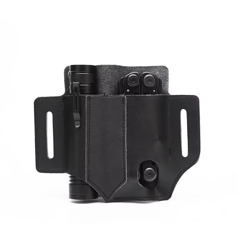 

Уличный кожаный инструмент EDC, нож, чехол, карманы, держатель для многофункциональных инструментов, органайзер для предметов первой необходимости, поясная сумка, карман для охоты, портативный фонарик