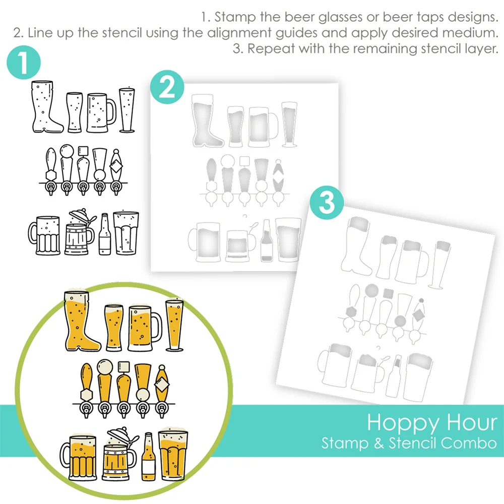 Hoppy Hour Metal Cutting-Dies Silicone-Stamps Stencils for Scrapbooking New Photo Album DIY Paper Embossing Craft Supplies 2026