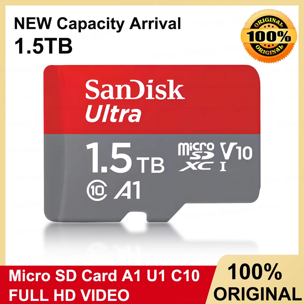 Карта памяти Ultra 1.5 TB micro SD UHS-I 64 ГБ 128 ГБ 256 ГБ 512 ГБ 1 ТБ C10 U1 Full HD A1 TF Trans Flash Card для камеры телефона