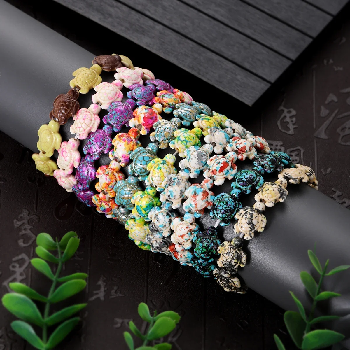 Multicolor Sea Turtle Bracelet Women Men Boho Handmade Resin Beads Charm Elastic Bracelets Friendship Jewelry Gift