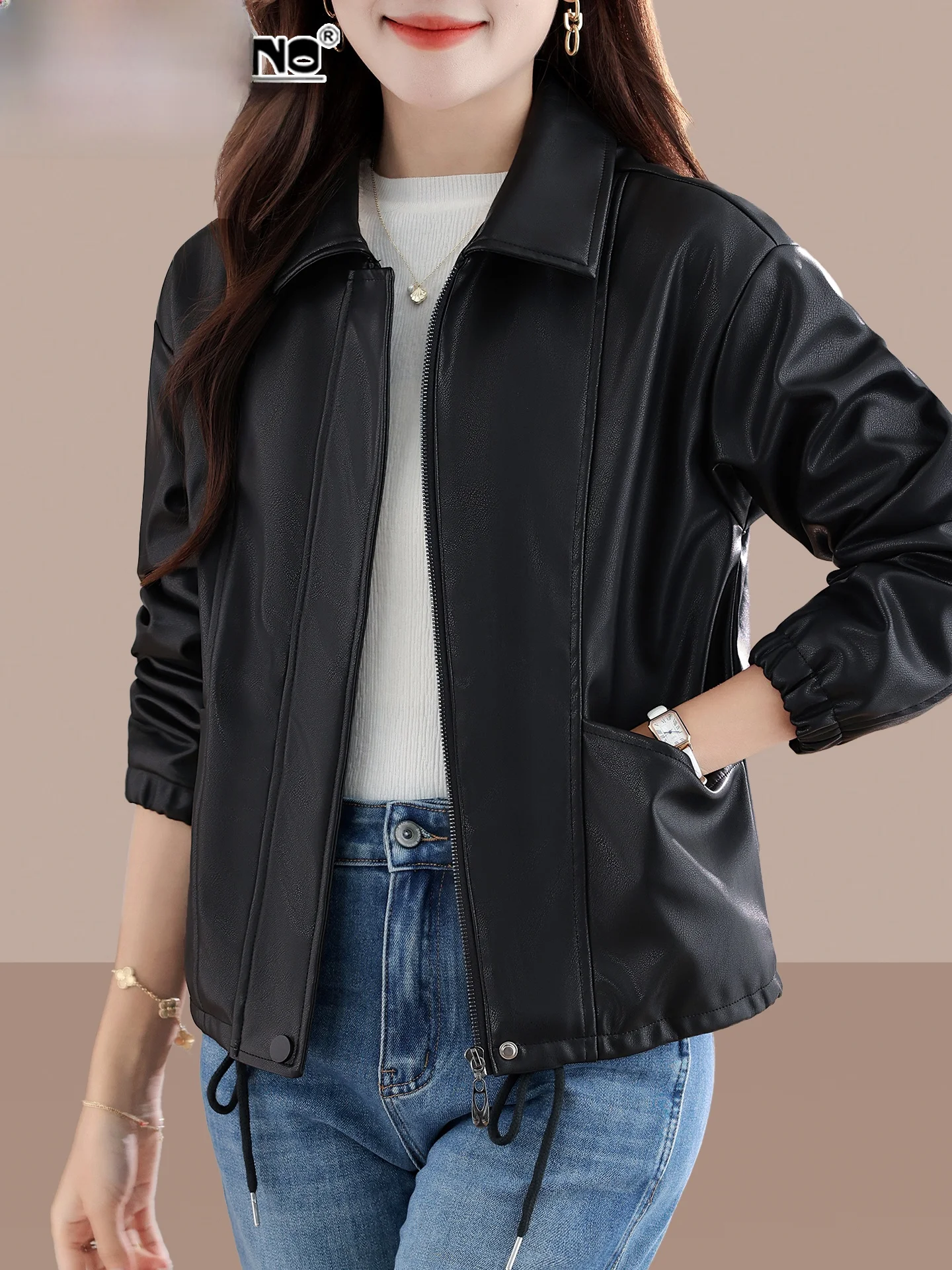 Thiened Face Lined of Biker Jacket Dames winterbovenkleding Warme kleppenkraag Ritssluiting PU-leren jas voor dagelijks gebruik