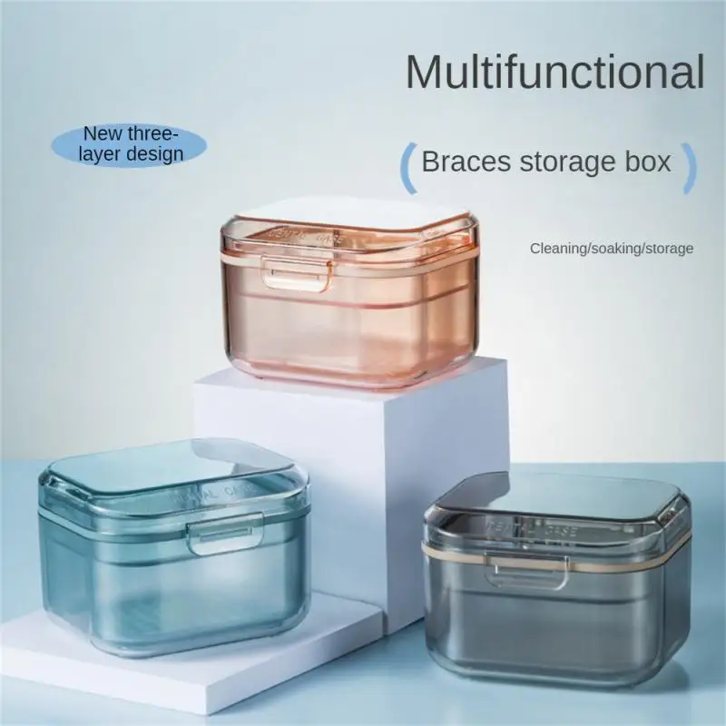 

Newest Multi-function Braces Storage Box Orthodontic Denture Retainer Soaking Container Partial Teeth Cleaning Case