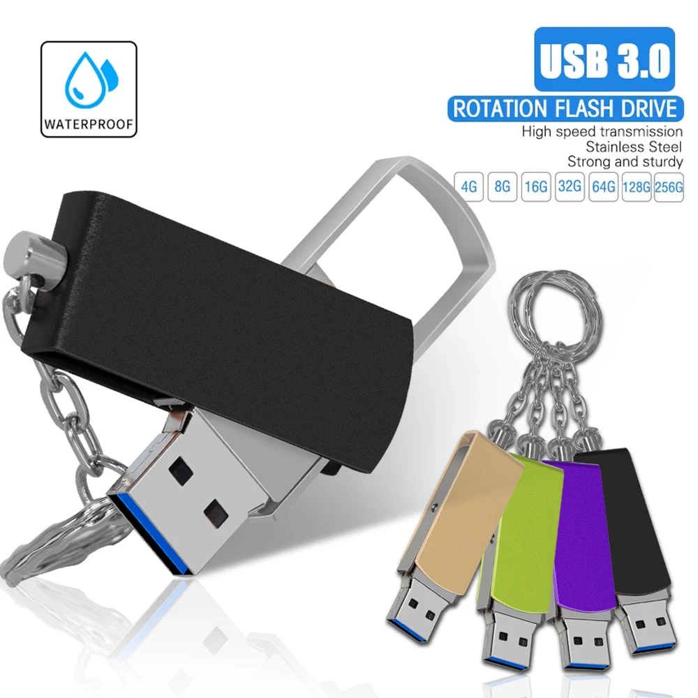 USB 3.0 معدن محرك فلاش usb بندريف 8GB 16GB 32GB 64GB 128GB مفتاح محرك قلم يو إس بي فلاش usb 3.0 القرص تخصيص الشعار