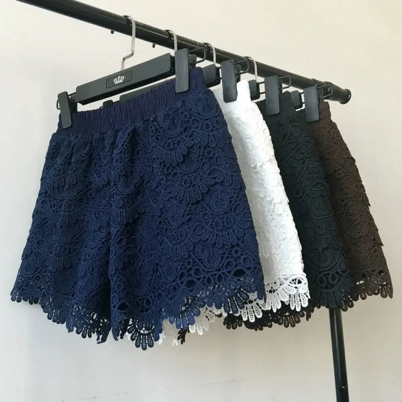 8 Colors Hollow Lace Shorts Women Hotpants Summer Black Shorts Feminino Women Short Beach Elastic High Waist Sexy Shorts C4417