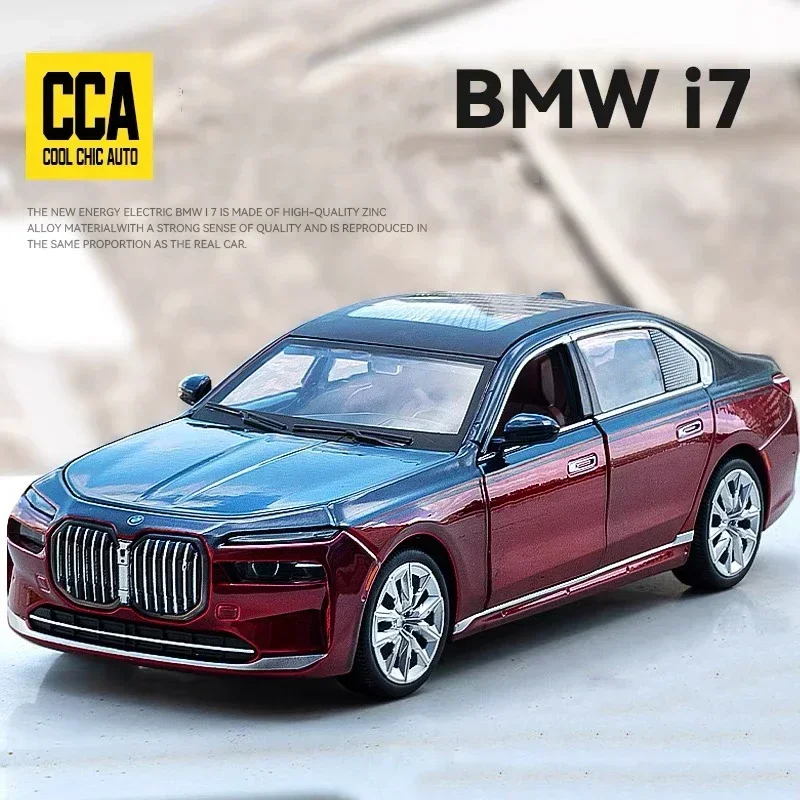 1:24 BMW I7 M70L Luxury Electric Sedan Alloy Miniature Car Diecast Metal Scale Car Model Sound＆light Children Toy Car Vehicles