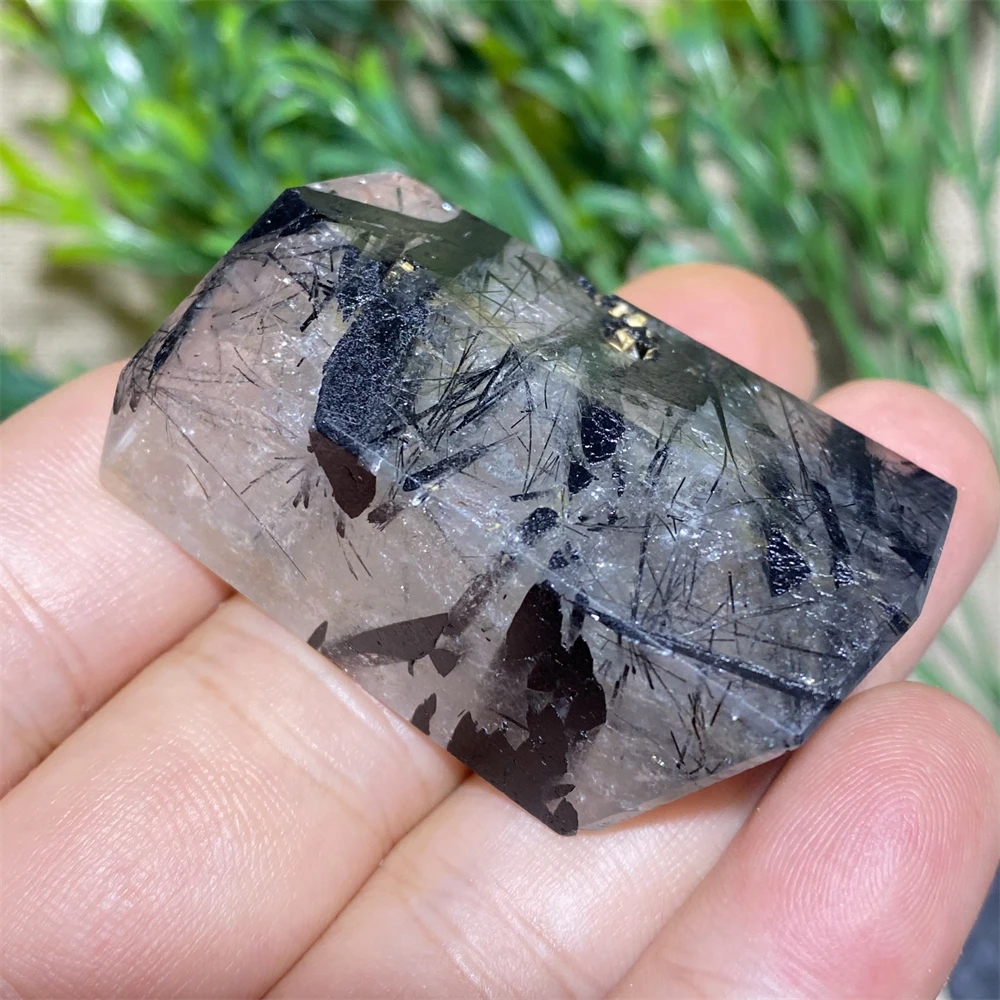 Black Tourmaline Polyhedron Natural Stone Crystal Healing  Hair Quartz Palm Playing  Wicca Reiki Ornaments Home Decoration Room