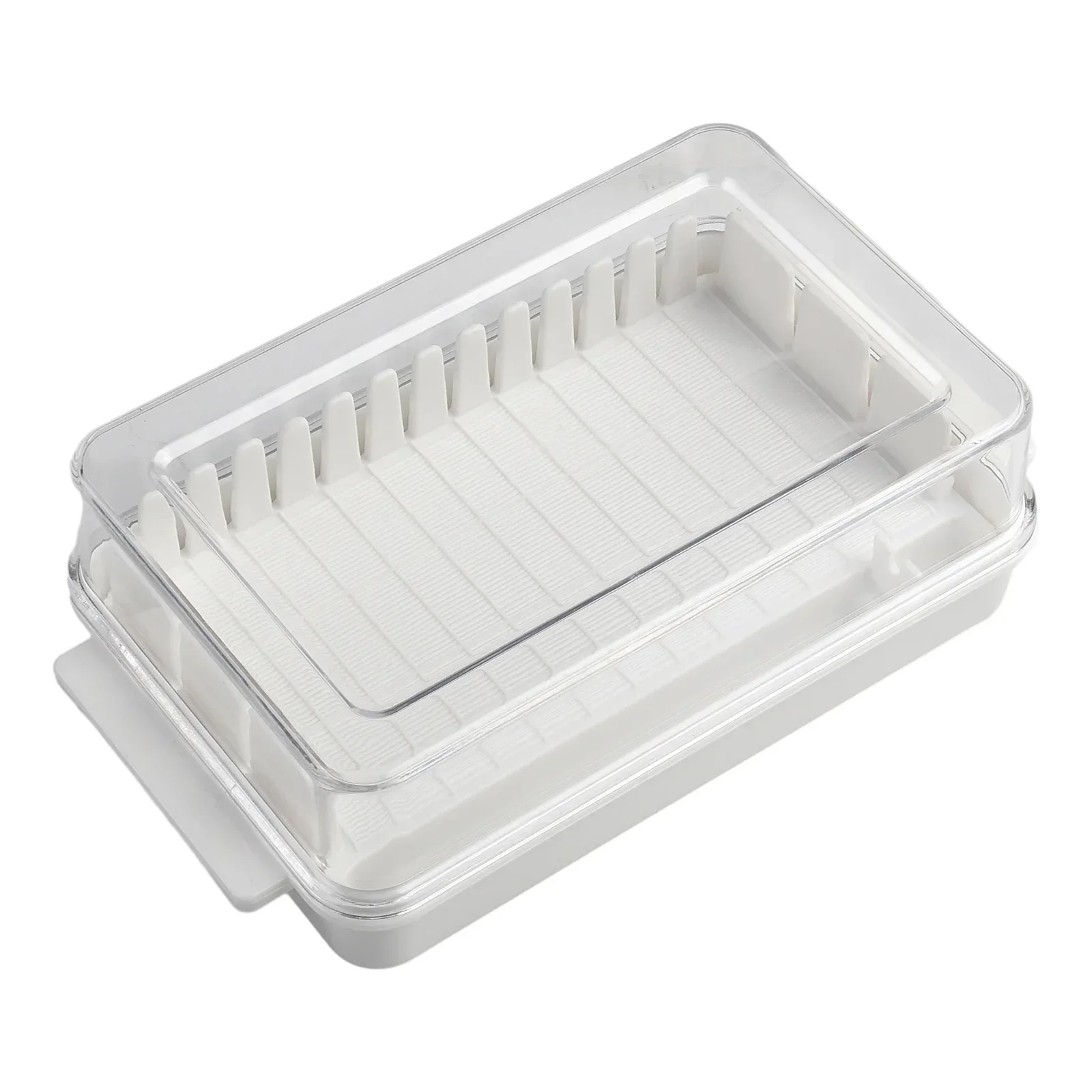 Butter Box Cheese Storage Box PP White Butter Cut Cheese Refrigerator Slice Uniform Design Designed With An Inner Ridge