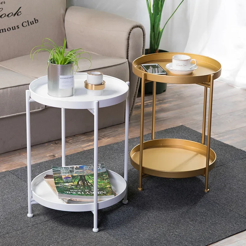 

Living Room Side Table Nordic Tea Tables Foldable Coffee Tables Round Luxury Gold Bedside Tables Storage Cabinet Chests