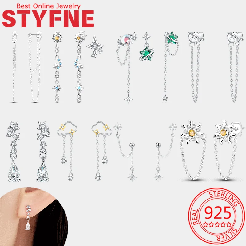 

New 925 Silver Sun Star Moon tassel Earrings, Cloud Starry Earrings, Exquisite Women's Jewelry Earrings