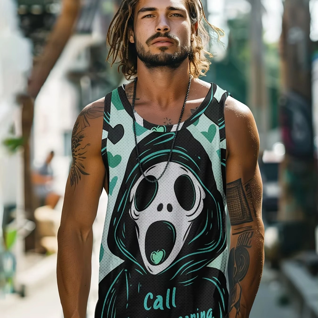 

Men's Tank Tops 3D Skull Pattern Tribal Round Neck Sleeveless Vest Daily Fitness Sport Comfortable Breathable Men Clothing Vest