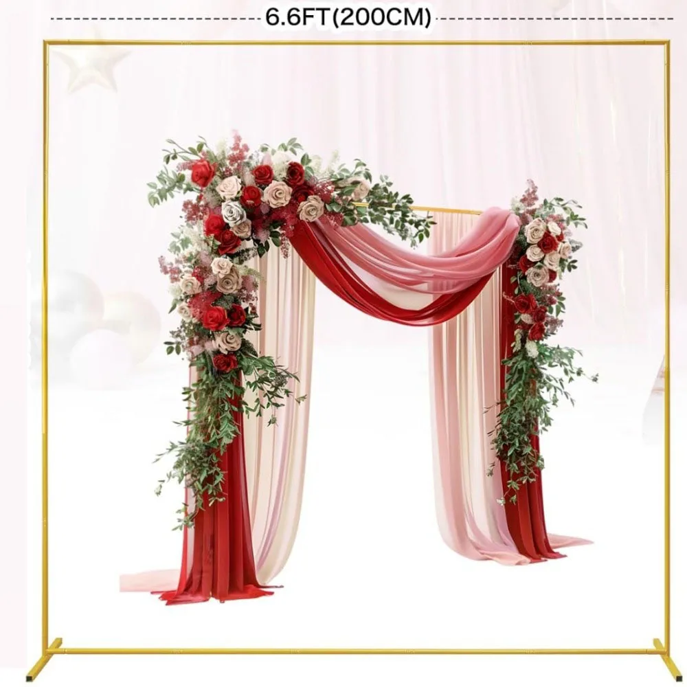

Metal Square Gold Wedding Arch Stand, Party Decor Balloon Arch, 2026 New Frame Backdrop Holder Bracket, Size 5FT 6.6FT