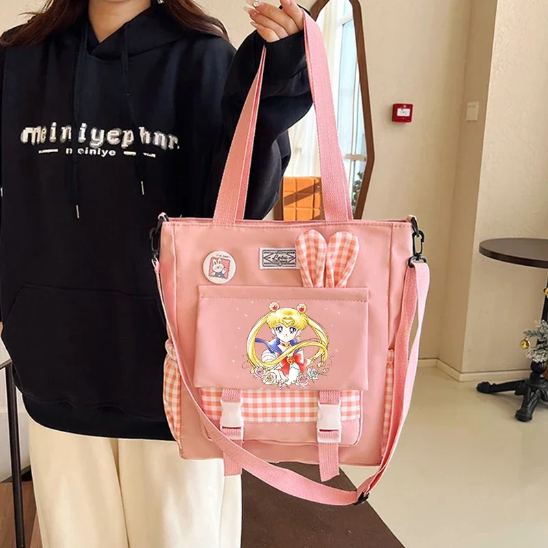 SAILOR MOONS Female Large-capacity Make-up Shoulder Bag Women Fashion Tote Bag Rabbit Ears Solid Color Fresh Girl Crossbody Bag