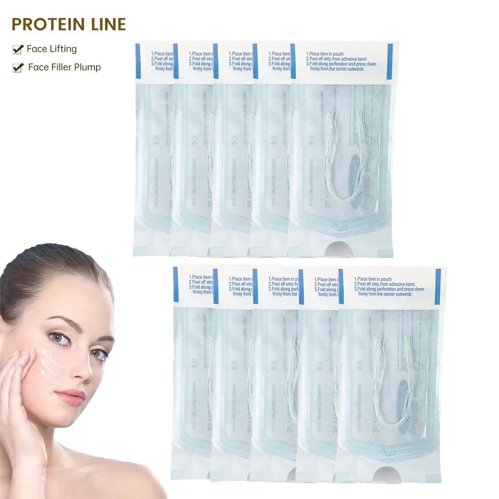 

20bag/40bag Protein Thread No Needle Gold Protein Line Absorbable Anti-wrinkle Face Filler Women Beauty Care Skin Collagen