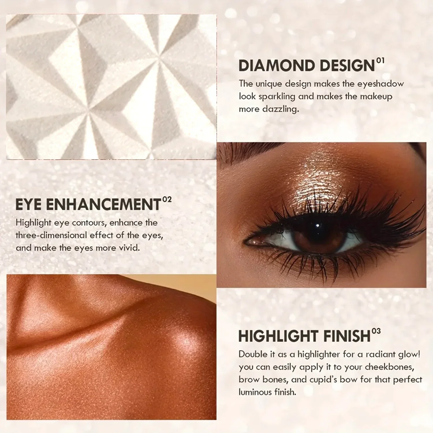 Shimmer Glow Highlighter – 2-kleurenpalet voor stralende huid, verhelderen en contouren, festival- en feestmake-up, langdurige glans