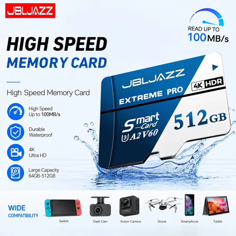 

High Speed TF Card 512/256/128GB Class10 V60 Flash Memory Card for Office Computer Monitoring Phone - Multiple Sizes Available