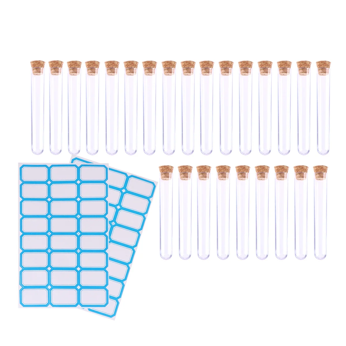 

100pcs 1.2x7.5cm Plastic Clear Test Tubes with Cork Stoppers and Brush for Scientific Experiments Powder Liquid Storage (100pcs