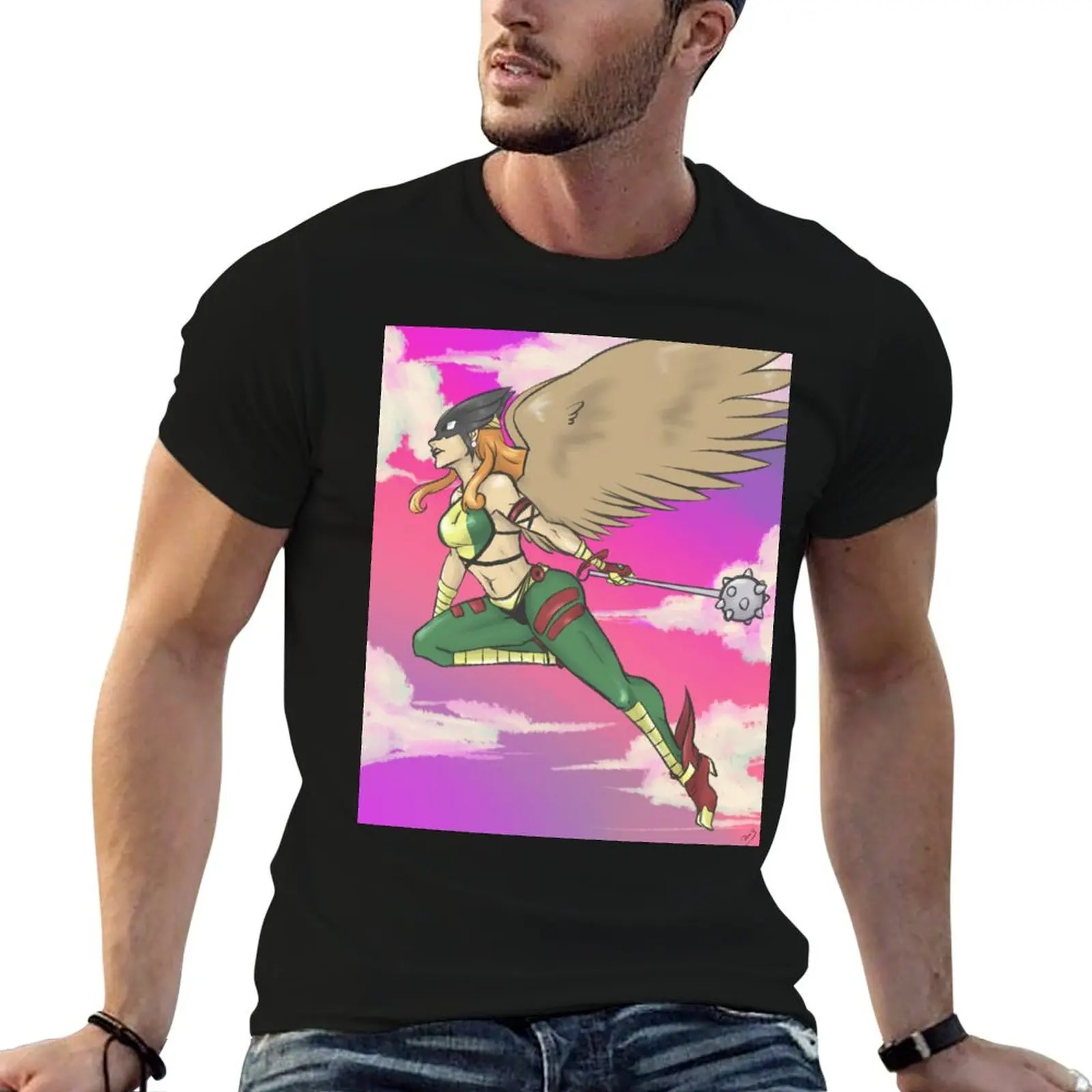 Camiseta Hawkgirl para hombre, camisetas informales para hombre, camiseta de algodón para hombre, camiseta