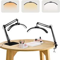 24W Half Moon Lamp for Nail /Handicrafts 2-in-1 Foldable Multi-Functional Table Light 3 Modes Dimmable LED Manicure Desk Lamp