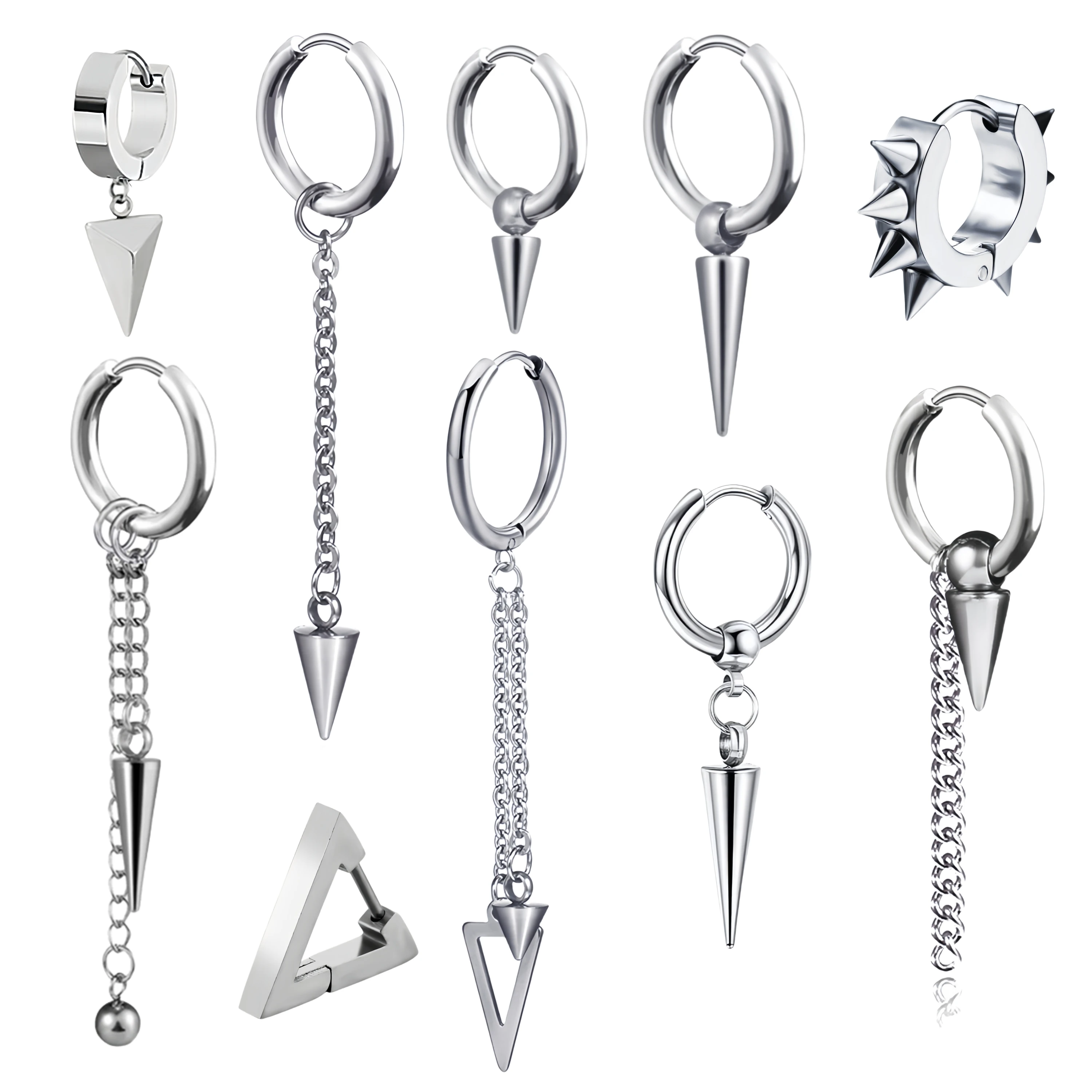 Edelstahl baumelnde hängende Anhänger Tropfenohrring für Frau Mann minimalistische Punk Spike Piercing Ohrschmuck neu im Zubehör