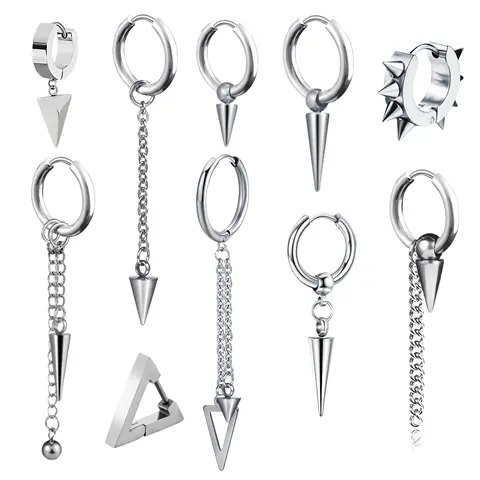 Stainless Steel Dangle Hanging Pendant Drop Earring for Woman Man Minimalist Punk Spike Piercing Ear Jewelry New In Accessory