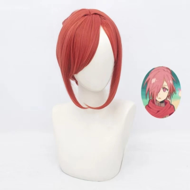 

Аниме Мицуба косплей парик женский оранжево-красный короткий парик в стиле хвоста термостойкие синтетические парики с розовой сеткой