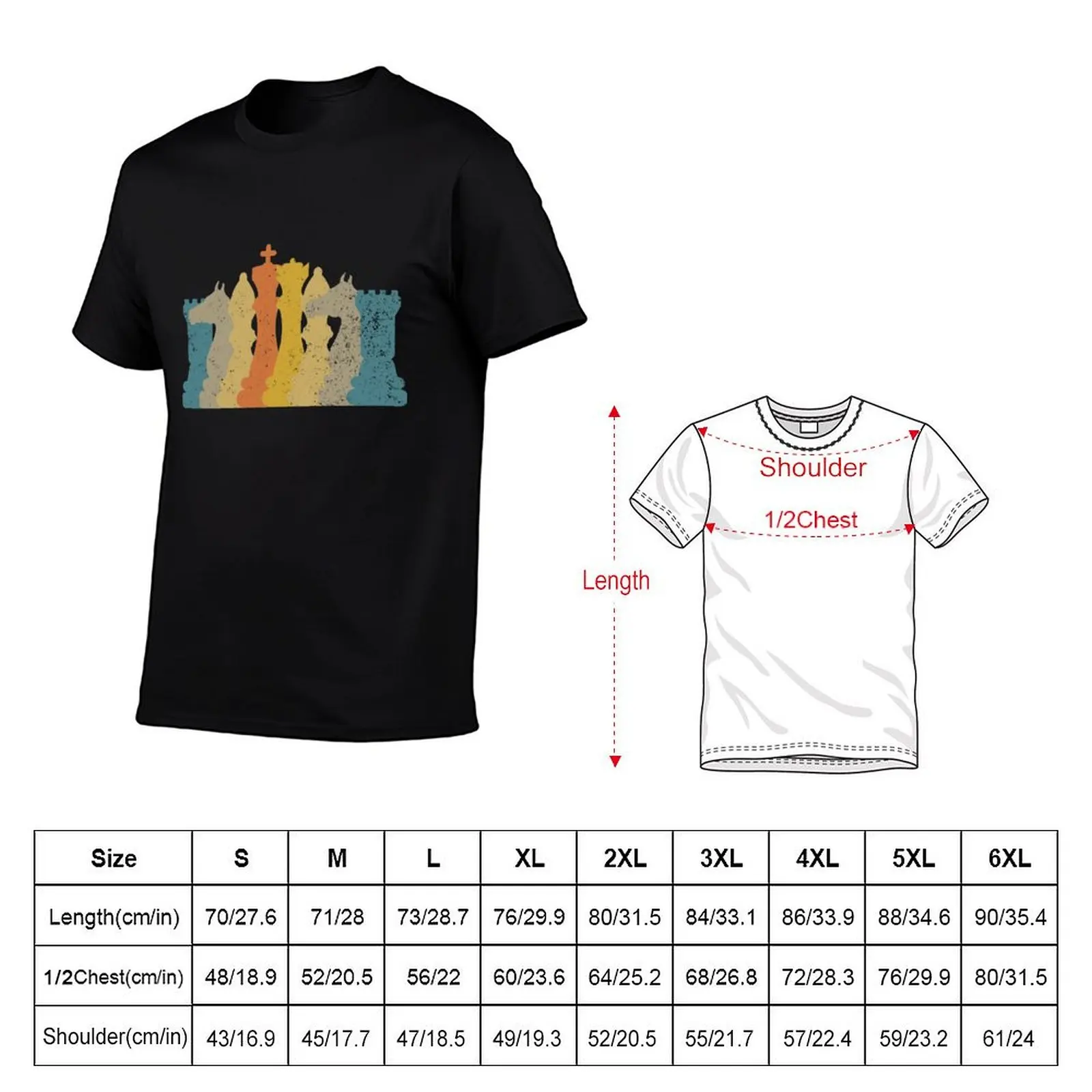 Vintage Retro Chess Pieces Chess Player Chess Game Pieces Gear T-Shirt Fashion Pattern Printed Tee Shirt