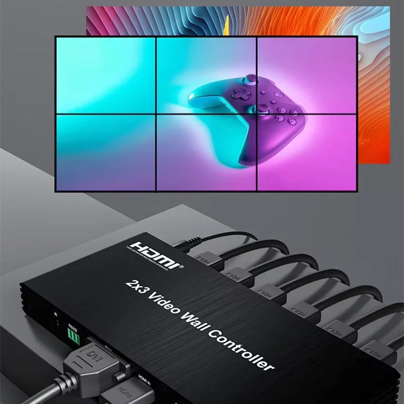 DVI HDMI Video Wall Controller 2X3 1X2 1X4 1X3 2X1 2X2 3x2 Multi Screen Splicing Processor TV Splicer R/L Audio Plug and Play