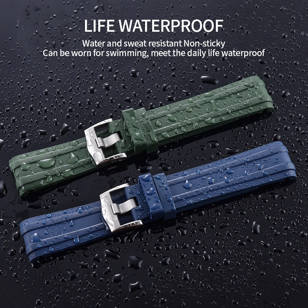 20mm Gebogenes Wasserdichtes F – Fkm Rubber Dive Watch Strap 20Mm Bewertung und Preis