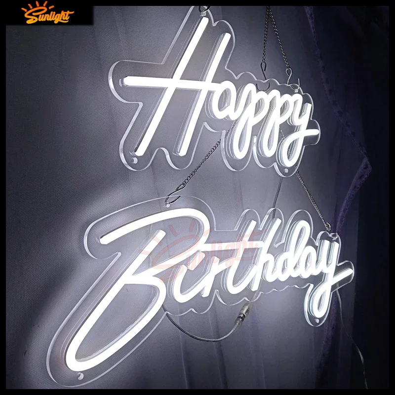 Neon Led Teken Happy Birthday Led Light Party Flex Transparant Acryl Oh Baby Neon Licht Teken Huwelijksfeest Decoratie