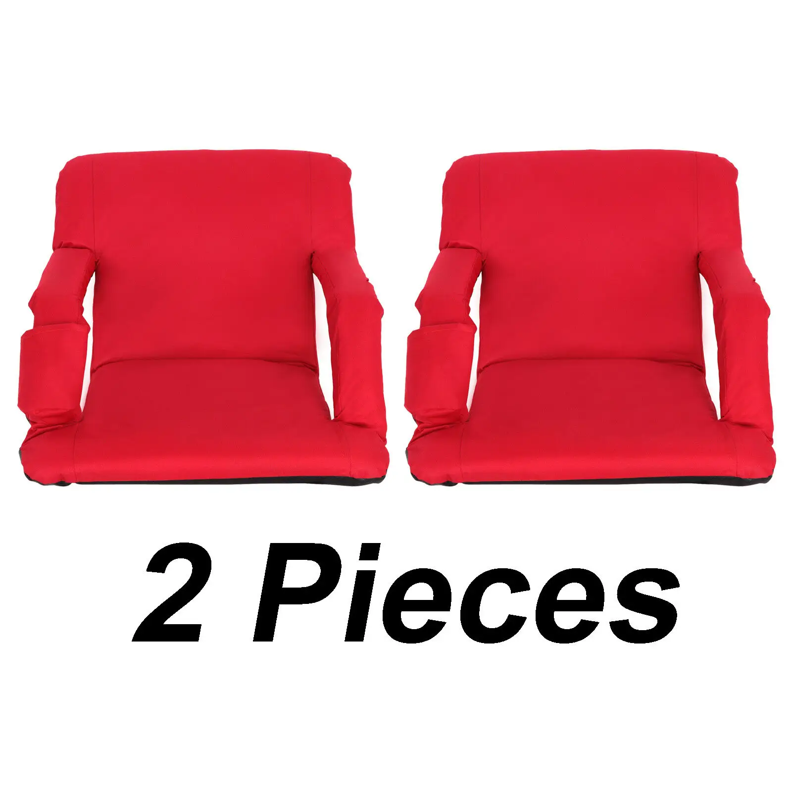 

2PCS Stadium Seats 5 Reclining Positions Stadium Chairs for Bleacher Benches Red