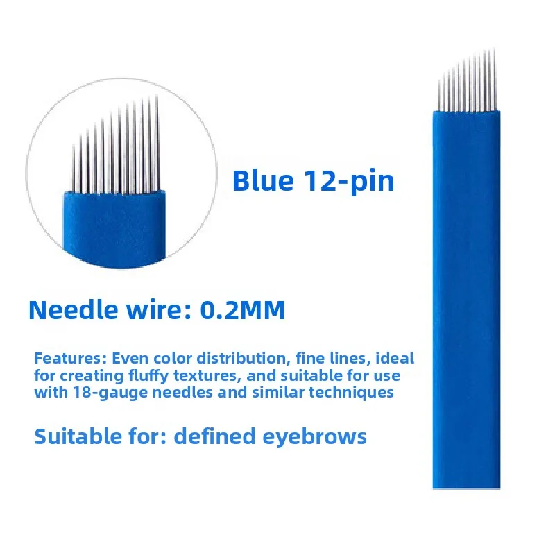 Tattoo Needles, Blue Skin, Eyebrow Tattoo Needles, Supplies, Tools, Semi-Permanent Eyebrow Embroidery, Eyebrow Bleaching