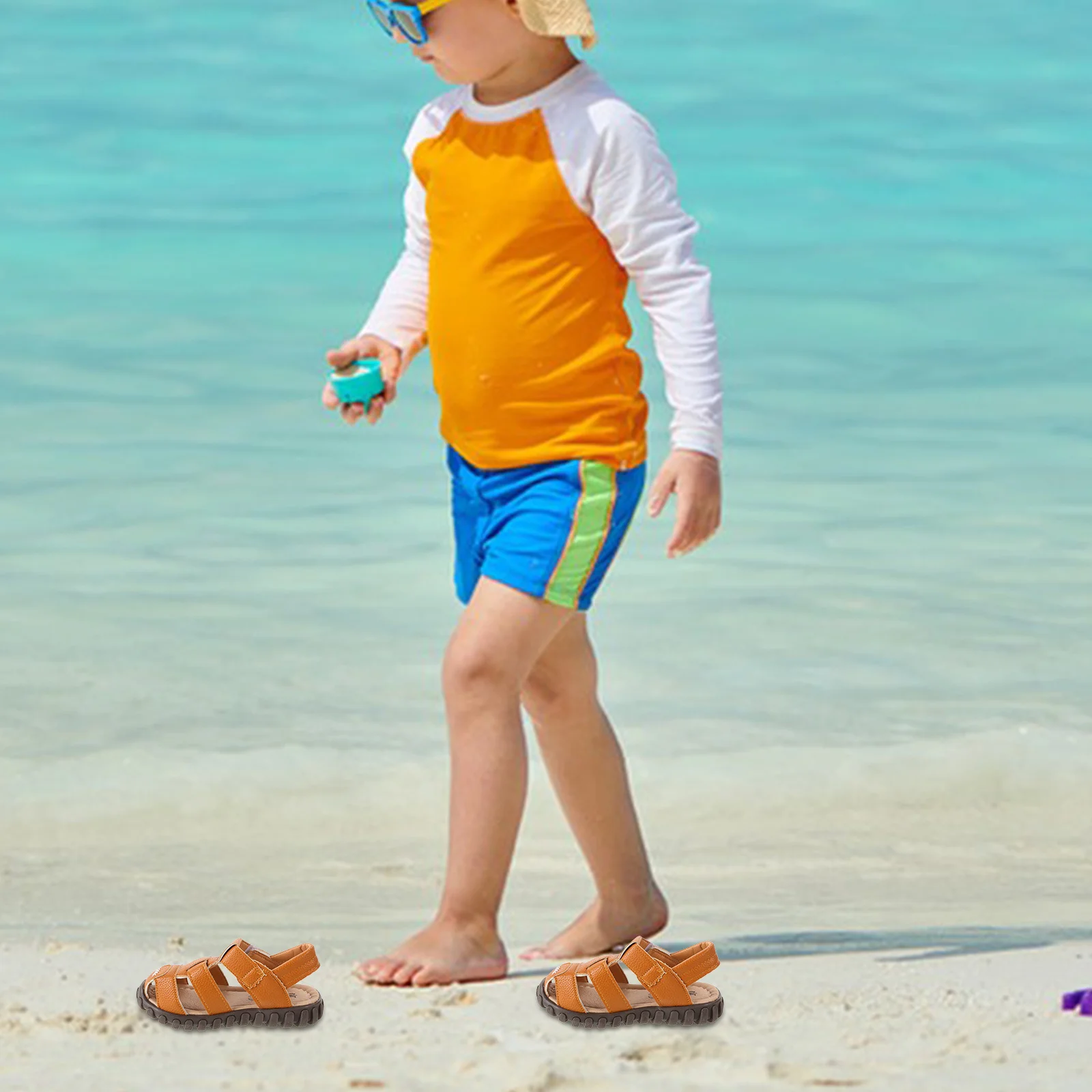 

1Pair Comfortable Breathable Kids Sandals Soft Sole Closed Toe Children Outdoor Beach Walking Shoes Summer Boy Sandals