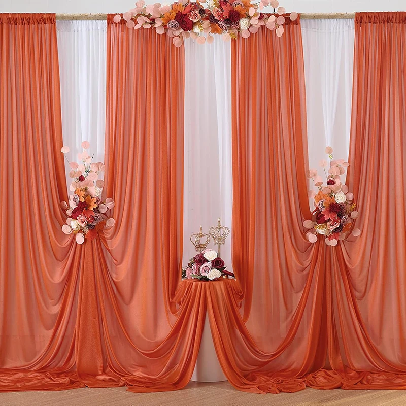 Wrinkle Free Chiffon Backdrop Curtain for Wedding Party 5×10ft Slight Glimmer Sheer Drapes Baby Shower Birthday Stage Decoration