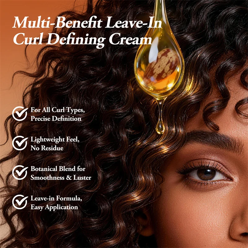 Curl Defining Cream Hydrating Smoothing Anti Frizz Curl Cream Fluffy Hair Styling Curl Defining Elasticity Improving Non-stick