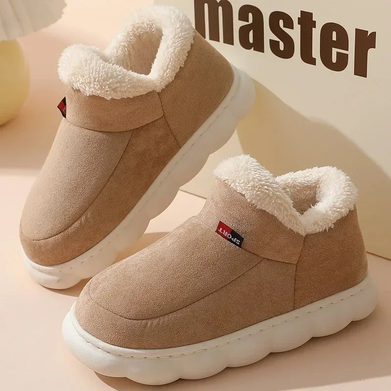 

Winter Women Shoes Casual House Shoes For Men 2024 Outdoor Warm Cotton Shoes For Women Indoor Plush Padded Slippers Female