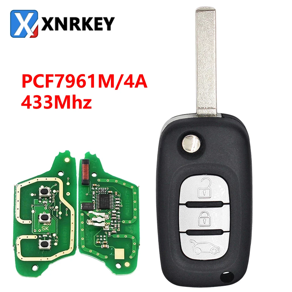 XNRKEY 3 Button Car Flip Remote Key PCF7961M/4A Chip 433Mhz for Mercedes Benz Smart Fortwo 453 Forfour 2015-2017 Car Key