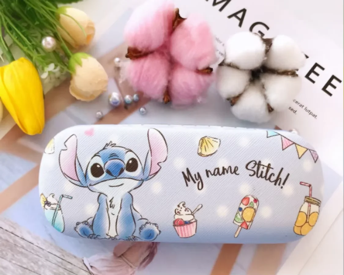 MINISO Disney Stitch Glasses Storage Box Cute Cartoon Sanrio Hello Kitty Student Glasses Sunglasses Protective Box Student Gifts