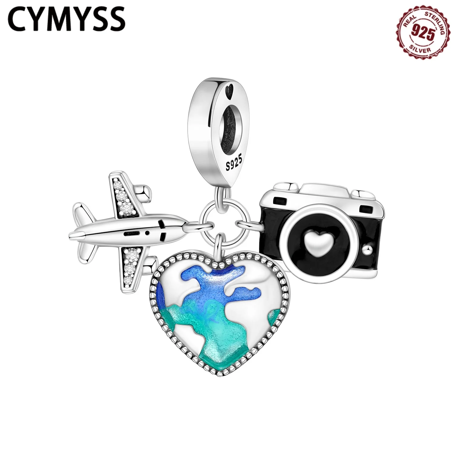 

CYMYSS 2025 New 925 Sterling Silver Airplane Map Camera Pendant Zircon Pendant Boutique Birthday Party Jewelry Gift Lady Pendant