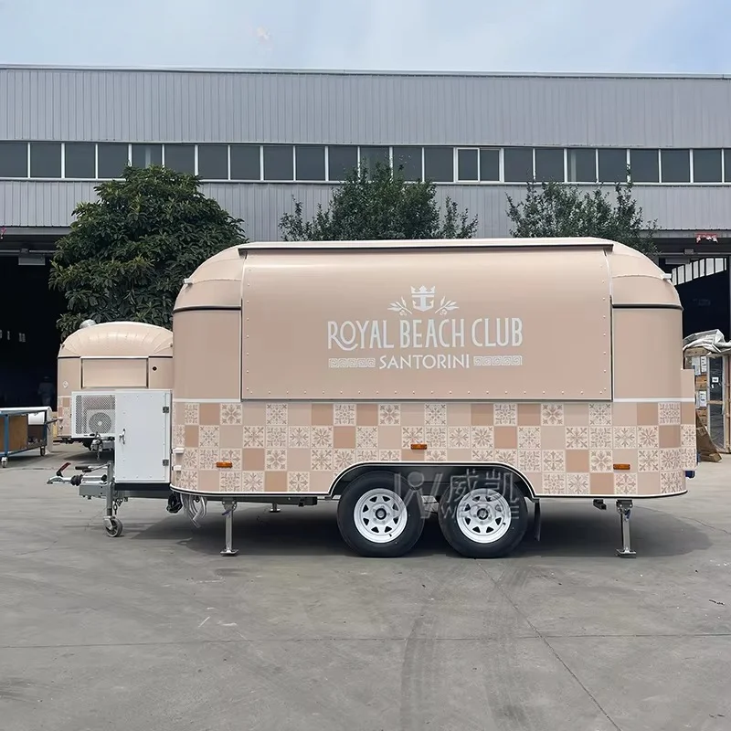 Custom Single Axle Mobile Food Cart Service Truck Customized Food Truck Round Model Food Van Mobile Snack Cart Coffee Trailer