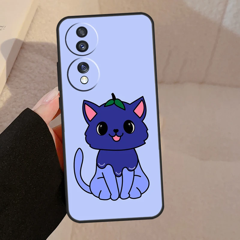 Cute Kawaii Blueberry Cat Case For Honor X9b X9a X8a X7a X6a X6 X7 X8 X9 8X 9X Honor Magic 5 Pro 50 70 90 Lite Cover