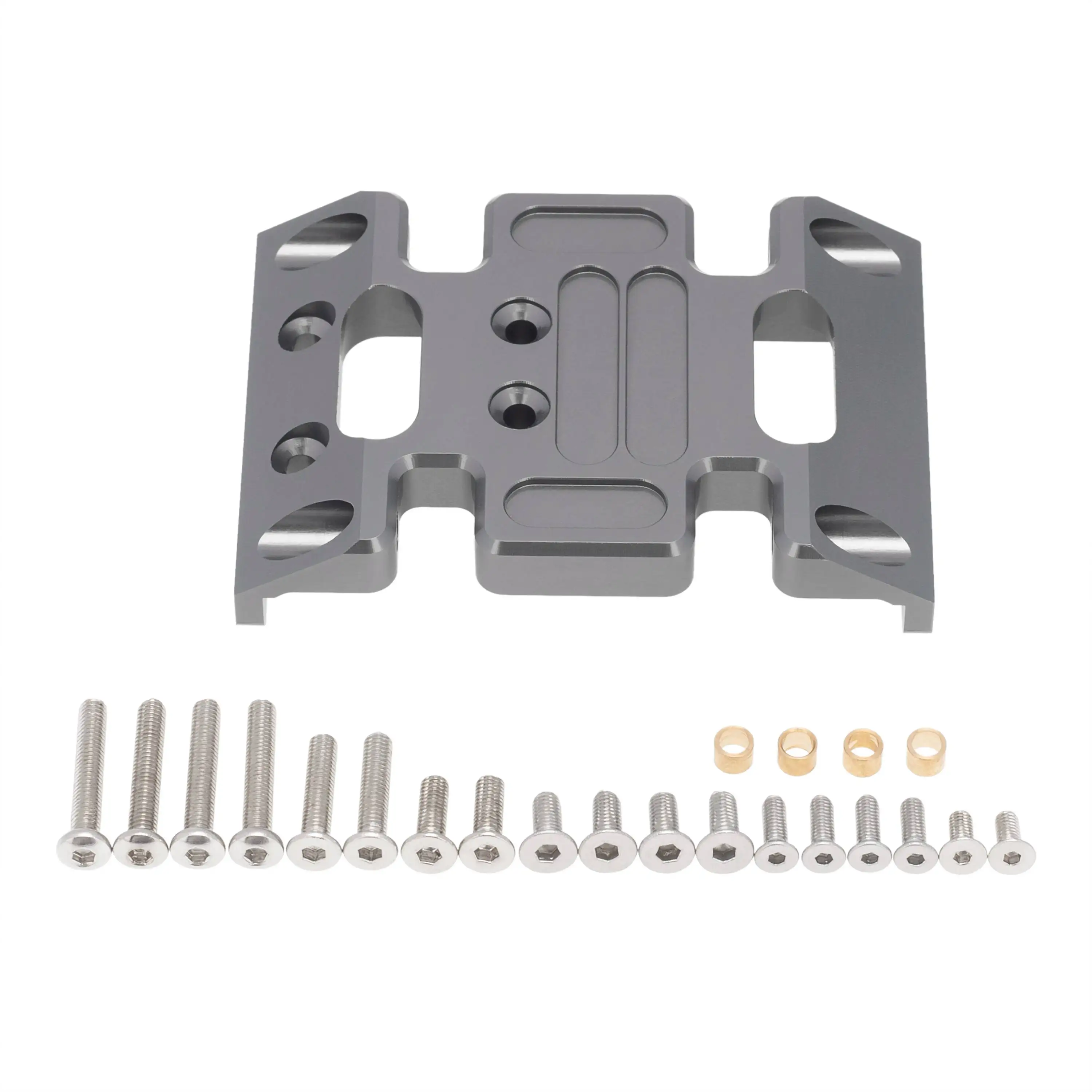 Metal Gearbox Mount Transmission Holder Ch is Center Skid Plate for Axial SCX10 90027 90028 1/10 RC Crawler,Gray