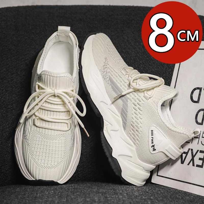 

Men 8cm Invisible Height Increasing Sneakers Summer Breathable Mesh Upper Casual Lift Sports Comfortable Non Slip Outdoor Shoes