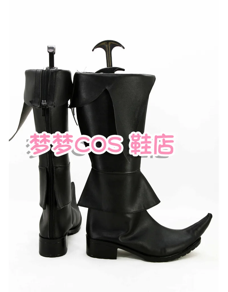 Anime MAGI Ninja Practice Bailong Cosplay Shoes Black Long PU Leather Flat Sole Boots For Halloween Carnival