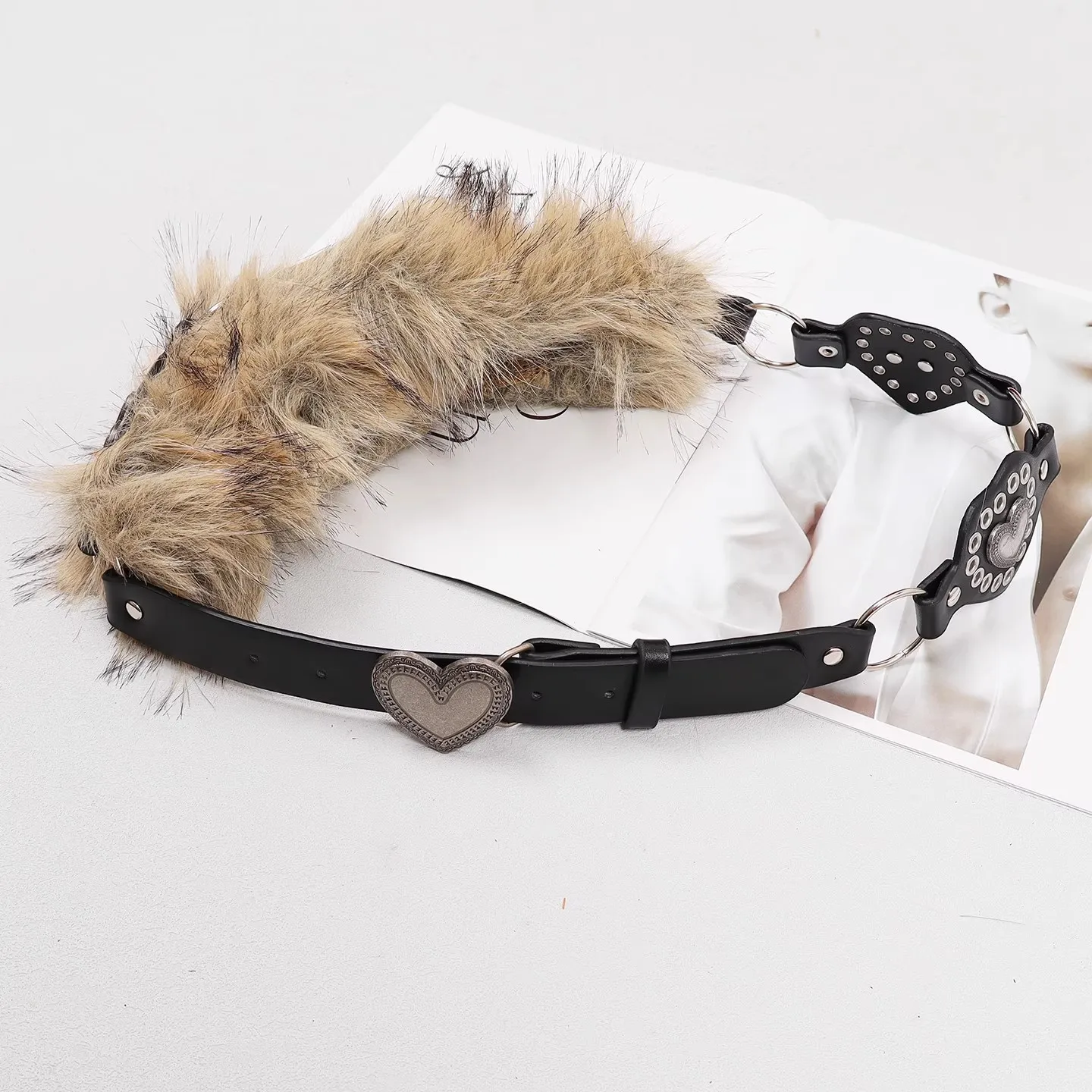 المرأة خمر فو الفراء المرقعة بولي Leather الجلود فستان Cummerbunds الكورسيهات حزام أحزمة الديكور واسعة حزام R3107