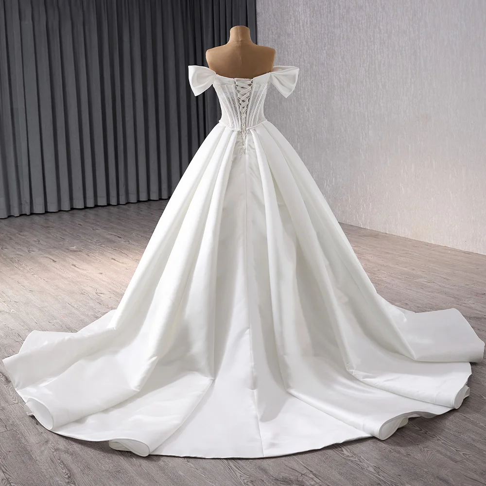 Vintage Wedding Dresses Ball Gown With Court Train Ruffles Stain First-rate Off Shoulder Bridal Gowns Vestidos De Novia