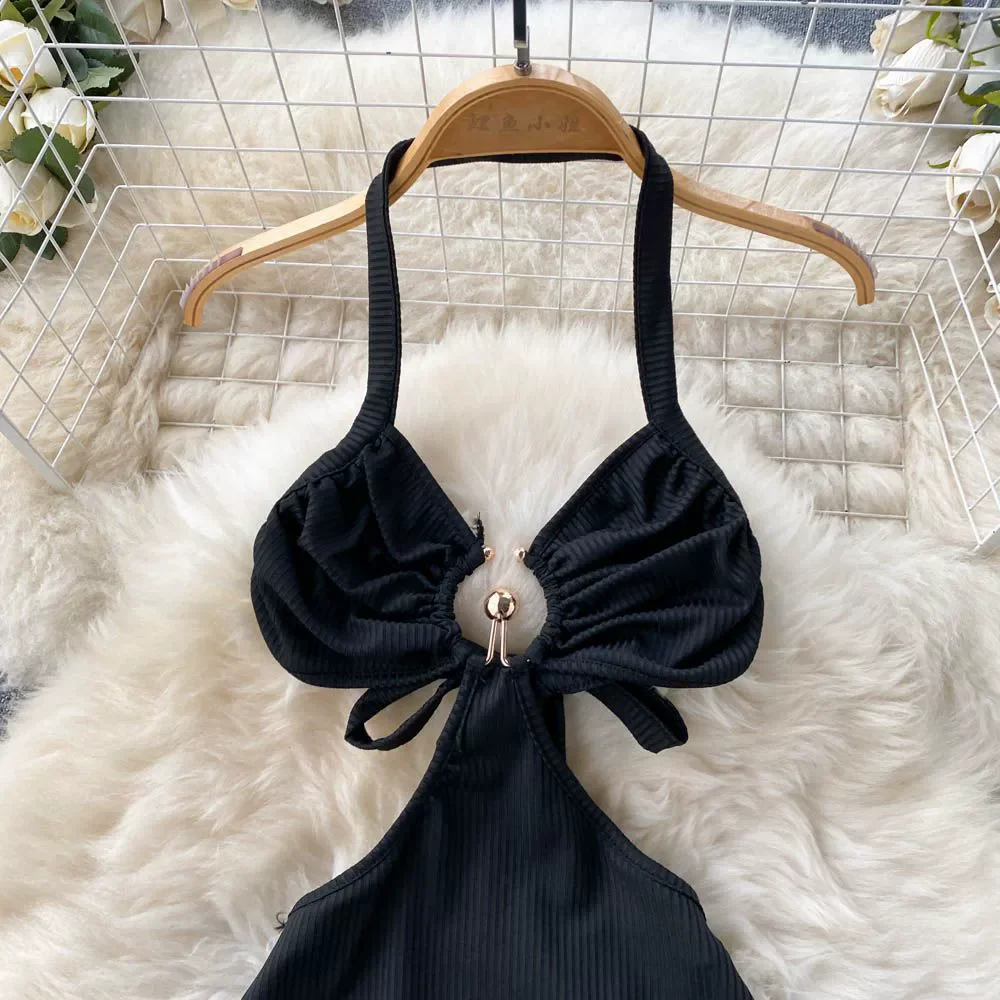 Frauen Kleid Sexy Cut Out Taille Paket Hüften Split, Figurbetontes Kleid Sommer Mode Dame Gestrickte Party Vestidos Sommerkleid